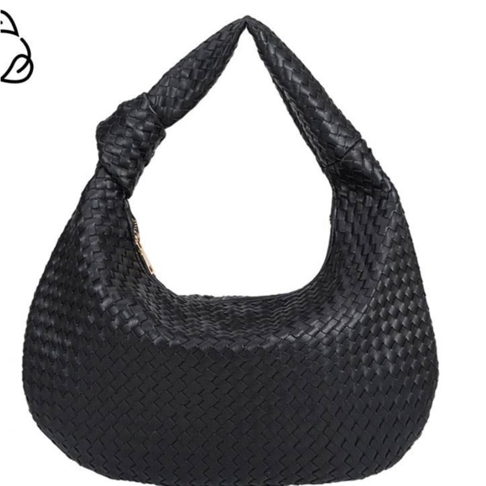 Melie Bianco Black Woven Shoulder Bag
